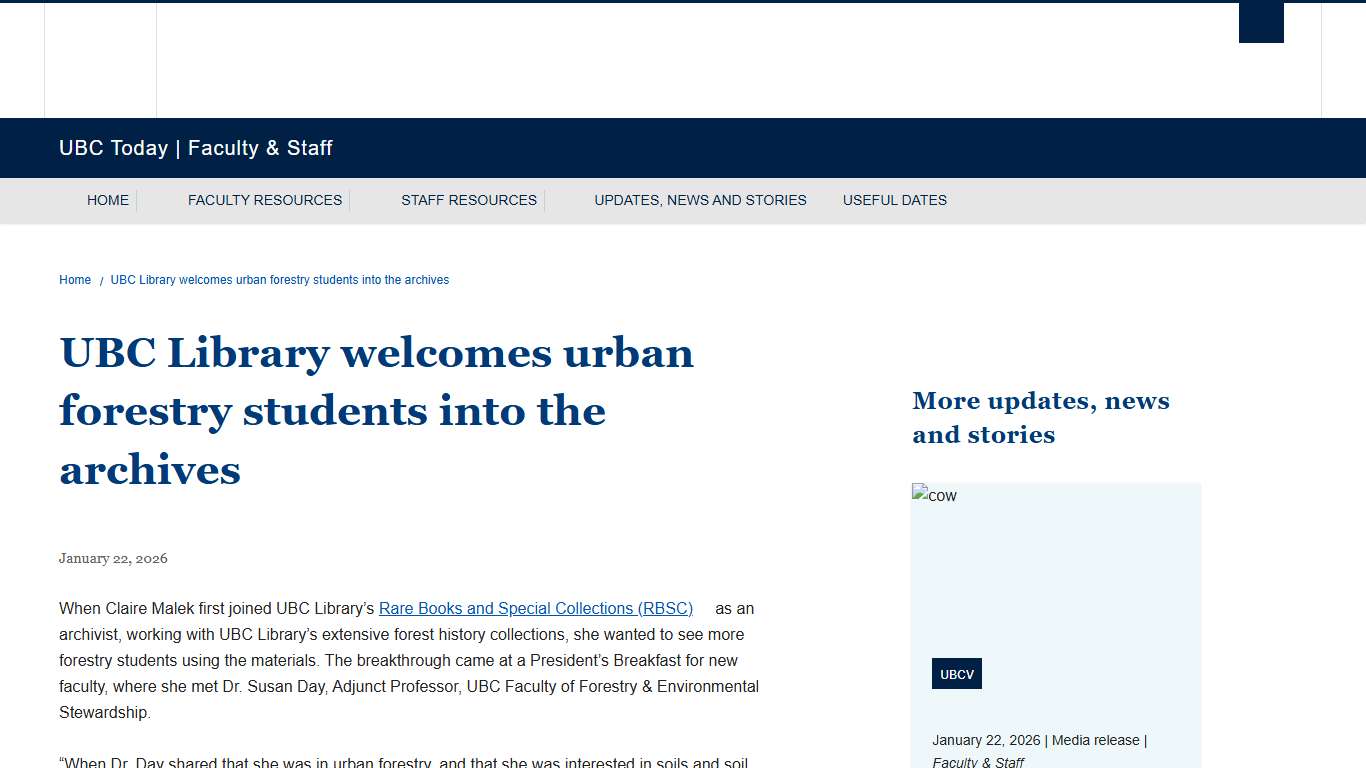 UBC Library welcomes urban forestry students into the archives UBC Today