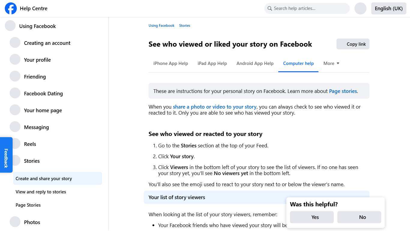 See who viewed or liked your story on Facebook Facebook Help Centre